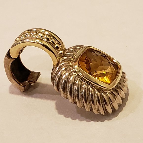 **SOLD**David Yurman Petite Albion Citrine Cable Pendant Sterling Sliver & 14k - Picture 1 of 7